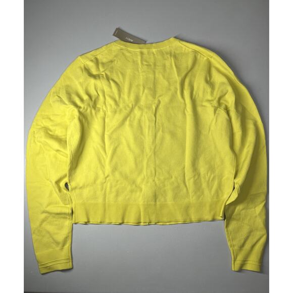 J Crew New Jackie Cardigan Premium Ultra Fine Cotton Blend Womens Medium Citron - Picture 6 of 11